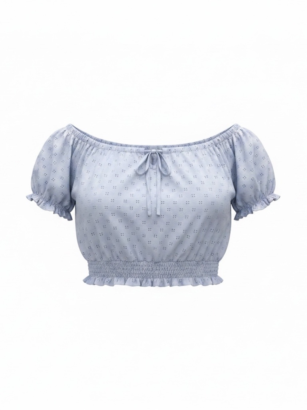 Arizona Jean Company Light Blue Eyelet Off-Shoulder Crop Top